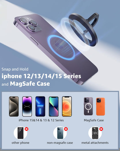 SUPERONE for MagSafe Phone Grip, Adjustable Magnetic Phone Ring Holder Removable Finger Phone Ring Kickstand Compatible with MagSafe Accessories Only for iPhone 17 & 16 & 15 & 14 & 13 & 12 Series