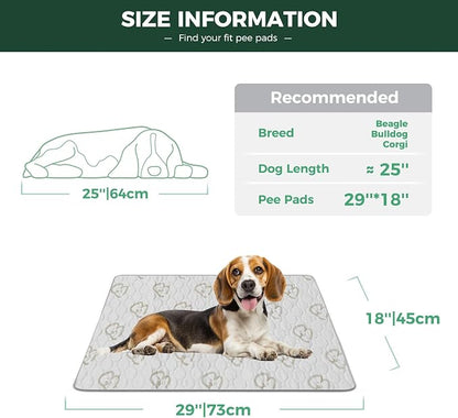 FXW Washable Pee Pads for Dogs, Puppy Pads with Super Absorbent, Specifically Designed for 30inch Cages, 18" x 29" Rectangle, Khaki, 2 Packs