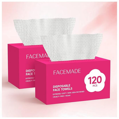 FACEMADE 240 Count Disposable Face Towels, 100% USDA Biobased Face Towelettes