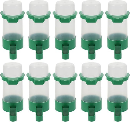 UKCOCO 10pcs Birds Water Dispenser: Automatic Plastic Bird Water Feeder for Parrots, Pigeon, Budgies, Lovebirds, Green