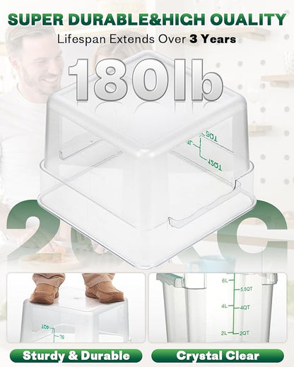 2QT&4QT NSF Food Storage Containers: 8 PCS Commercial Clear Square Food Storage