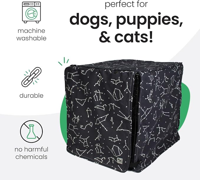 Molly Mutt Rocketman Dog Crate Cover, 100% Cotton Canvas Cover with 2 Roll-Up Panels, Ideal for Dog or Cat Crate, Durable, Washable, and Free of Harmful Chemicals, 36" x 24" x 27"