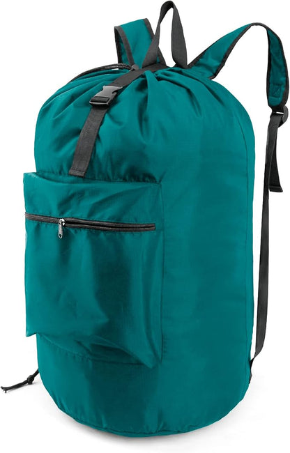 BeeGreen Laundry-Bag-Portable-Backpack, Mars Green Nylon Drawstring -Laundry
