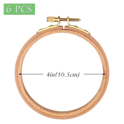 ZOCONE 6 PCS Beech Wood Embroidery Hoops, Wood Circle Hoop Ring Cross Stitch Hoop for Embroidery, Cross Stitch, Needlework, Art Craft Handy Sewing and Christmas Decoration (Size-4")