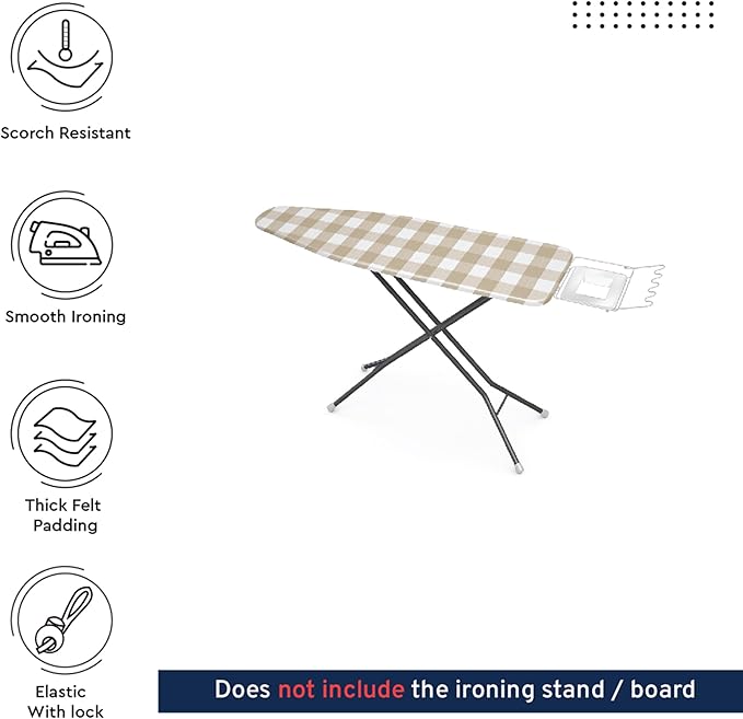 Encasa XO Ironing Board Cover and Pad 49"x18" - 4mm Felt Wide Iron Board Cover