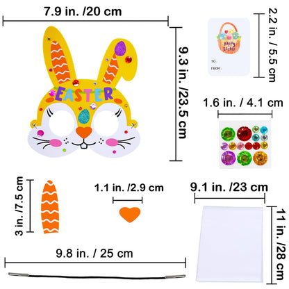 Winlyn 24 Sets Easter Bunny Masks Craft Kits DIY Foam Easter Bunny Party Mask Art Sets Bunny Face Stickers Arts and Crafts for Kids Party Favors Spring Easter Classroom Activities Art Project