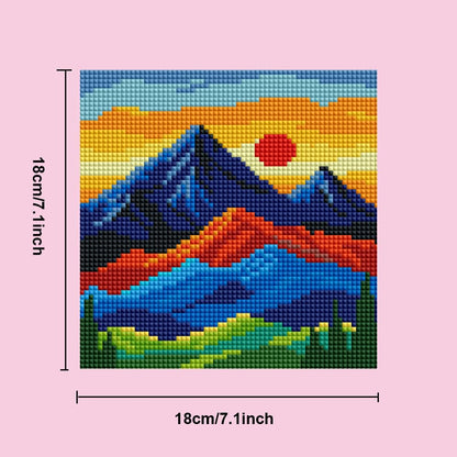 Huacan Mini Diamond Painting Kits 10 Pcs Pre-Printed Landscape Pattern Half Drill Round Diamond Art Kit for Adults Home Wall Decor