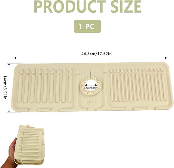 Faucet Mat for Kitchen Sink Splash Guard, 17.5"X5.5" Silicone Sink Splash Guard