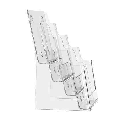 zavekia 4 Tier Acrylic Brochure Holder 8.5 x 11 inch, Clear Literature Organizer Magazine Stand with Removable Divider for 4 x 9 inch Brochures,Magazine Holder,Flyer Holder
