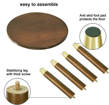 Natural and Co. Wooden Stool Round Step Stool 10 Inch Plant Stands Detachable Legs Vanity Stool Bench