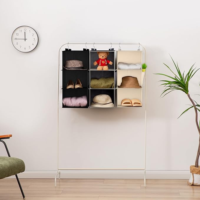 YOUDENOVA Hanging Closet Organizer, 3-Shelf Closet Hanging Storage Shelves