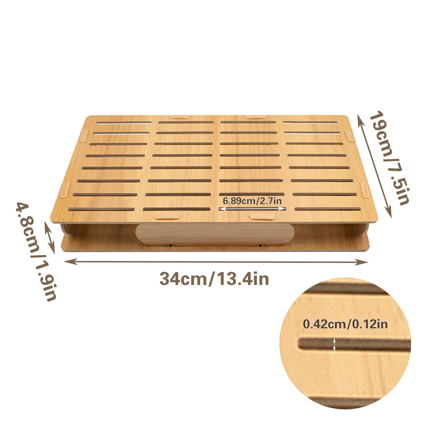JoyHuaTrade Name Badge Holder, 32 Grids Wooden ID Badge Tray Organizer Brown Name Card Display Stand for Desk Office Business Reception, 13.39 x 7.48 x 1.9 Inch