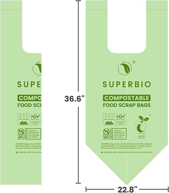 SUPERBIO 13 Gallon Compostable Kitchen Waste Bags