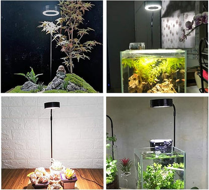 Full Spectrum LED Light with Bamboo Board Nano Fish Tank Light USB Powered 360 Degree Bettas Fish Tank Lights for Plant Growth(Size:M/22x23.5cm)