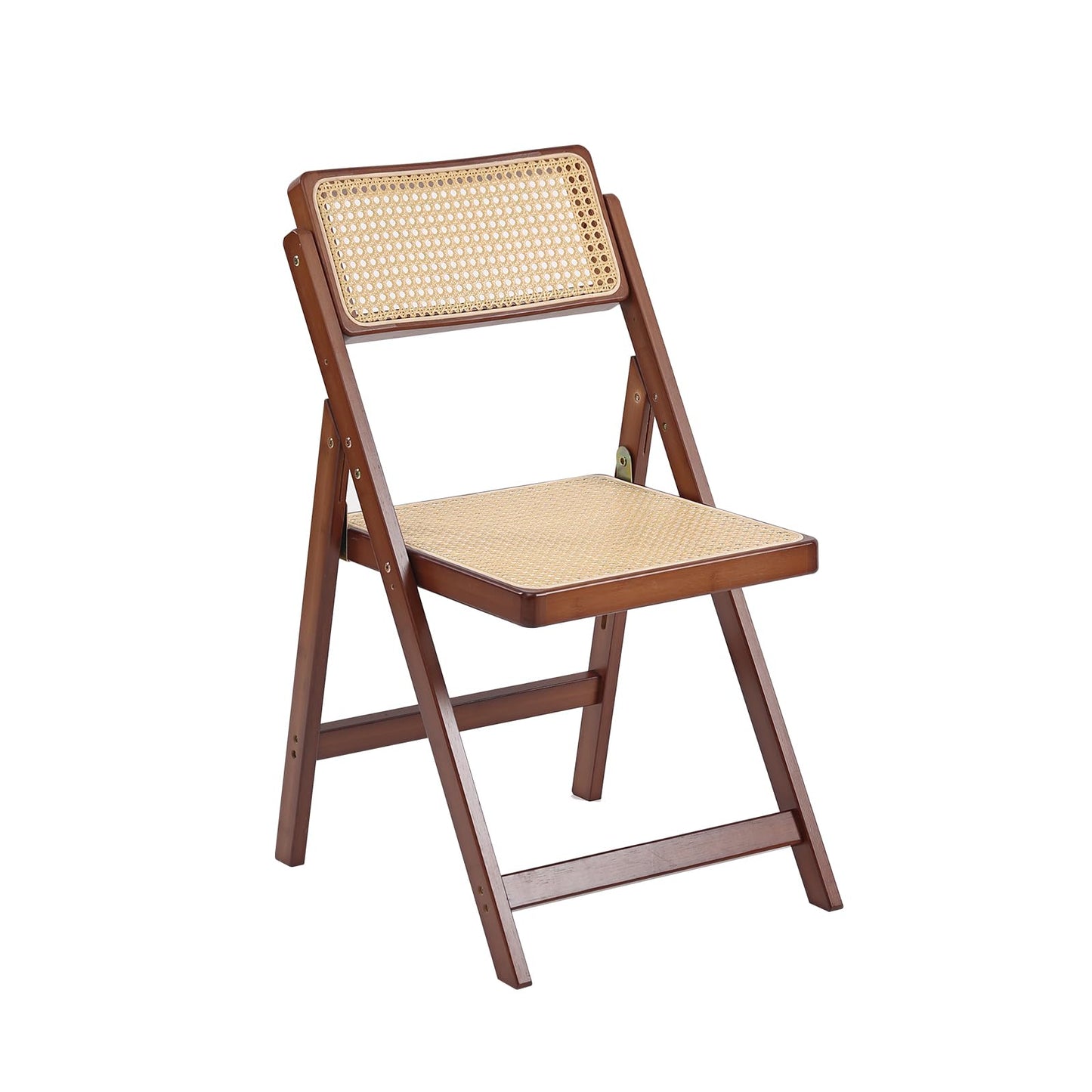 Tiita Rattan Dining Chairs Set of 1, Mid Century Modern Folding Chair, Bamboo Folding Dining Chairs for Small Space, Dining Room, Living Room, Bedroom, Walnut