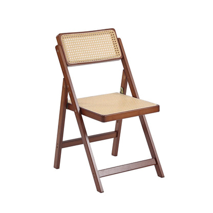 Tiita Rattan Dining Chairs Set of 1, Mid Century Modern Folding Chair, Bamboo Folding Dining Chairs for Small Space, Dining Room, Living Room, Bedroom, Walnut