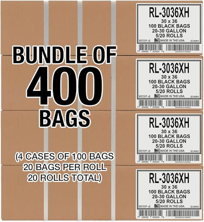 Aluf Plastics - RL-3036XH 20-30 Gallon Trash Can Liners - 30" x 36" - Thick 1.5