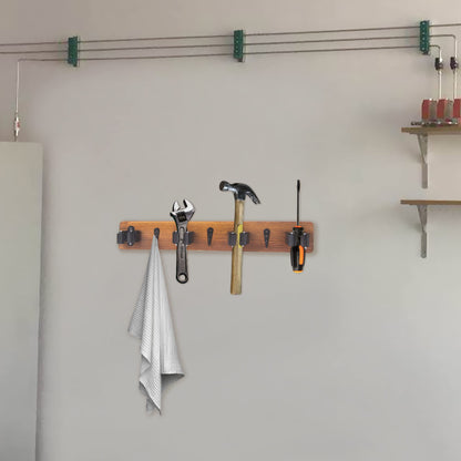 Saderoy 2 Pack Mop and Broom Holder Wall Mount Solid Wood Broom Rack Wall Mount 4 Positions 3 Hooks for Home, Kitchen, Garden, Tools, Garage Organizing, Cleaning Supplies Organizer Indoor Outdoor