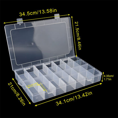 Tellyouwin 3Pack 28 Compartment Organizer Box with Parkical Adjustable Dividers, 28 Grids Plastic Storage Container for Jewelry, Craft DIY, Bead Organizer, Sewing, Dip Powder, Hair Accessories
