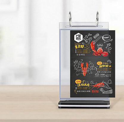 HENGSENLI A5 T-shaped multi-page flip acrylic sign holder, menu / photo / advertising / drink display stand
