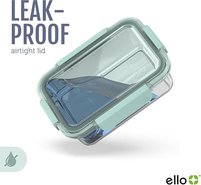 Ello Color Lock 2 Cup 6PC, 3 Pack Glass Meal Prep Sets Leak-Proof Glass Food