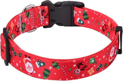 Mihqy Christmas Dog Collar - Premium Adjustable Dog Collar for Small Medium Large Dogs (Christmas,L)