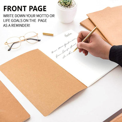 feela 8 Pack A5 Kraft Notebooks, 60 Lined Blank Pages Travel Journal Bulk, Soft Cover Notebooks for Women Girls Students, Making Plans Writing Memos Office School Supplies, 8.3 X 5.5 in