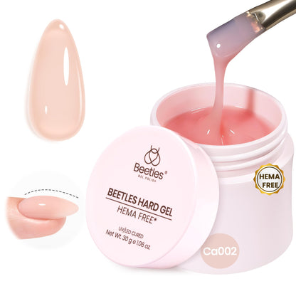 Beetles Hema Free Hard Gel for Nails,2.12 oz 9 in 1 Hard Gel for Nail Extension & Strengthening Broken Nail Repair with Flat Brush 100 Pcs Nail Forms UV LED Lamp Cured Salon Nail Technicians Women