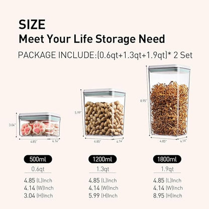 Pop Food Storage Containers Set, One Button Opening BPA-Free Food Containers