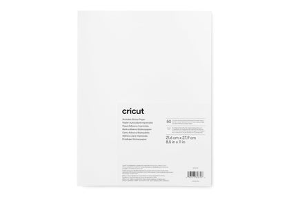 Cricut Sticker Paper (50 White Sheets, 8.5x11), Printable Stickers For Inkjet Printers - Works with Joy Xtra, Explore, & Maker Machines