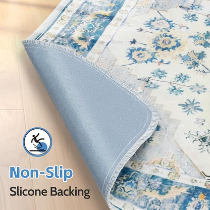 Washable Pee Pads for Dogs, 2 Pack Reusable Puppy Training Pads 48"x32" Super Absorbent Waterproof Dog Training Pads, Non-Slip Potty Pads, Whelping Pads Litter Mat Blue Medallion