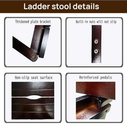 Bidesen 3 Step Stool Wooden Folding Ladder Chair Thickened Library Stair Chair Portable Light Garden Tool Ladder Maximum Load 337bl