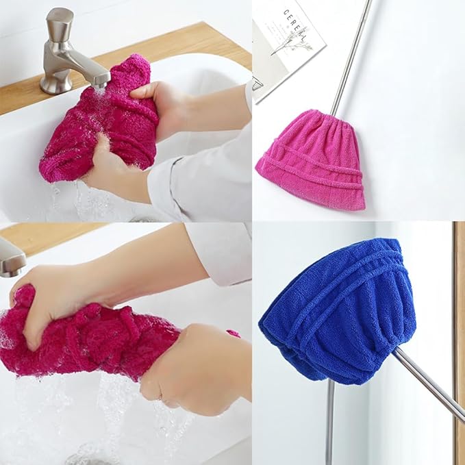 2 Pack Broom Pads to Baseboard Cleaner Tool Sweep Broom Cloth Cover Reusable