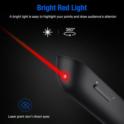 Presentation Clicker Rechargeable Compatible with Bluetooth and RF 2.4GHz Red Light, Wireless Presenter Remote Control for Powerpoint Presentations Pointer Slide Clicker for Mac Computer