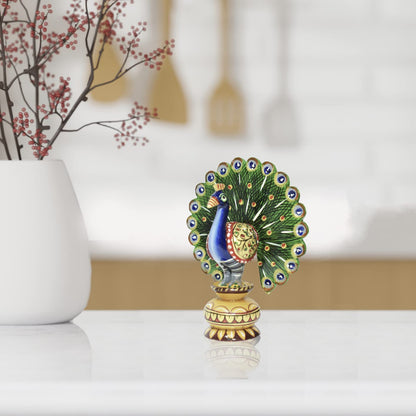 Tarini Gallery Wooden Dancing Peacock Traditional Indian Rajasthani Home Decor Decoration Table Décor Showpiece & Gifting (Size- 5")