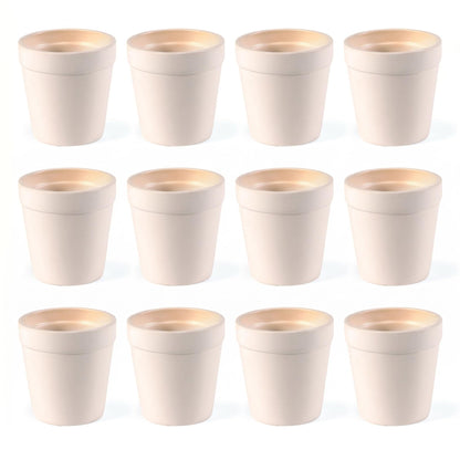 Fun Express Mini Flower Pots Ceramic Set of 12 - Unpainted White 3 Inch Plant Pots Ready to Paint | DIY Ceramic Painting Kit for Kids Craft Projects, Classrooms & Art Activities | Bisque Ceramics