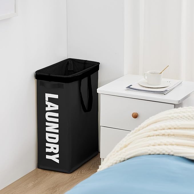 Slim Laundry Hamper with Removable Inner Bag and Side Handles, 45L Small