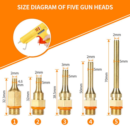 Chanseon 150 watts Industrial Hot Melt Glue Gun US Plug with 10 Pcs Glue Sticks Adjustable Temperature 5 Copper Nozzles for DIY Crafts and Quick Repairs
