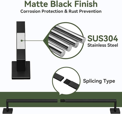 20-Pieces Matte Black Bathroom Accessories Set, 24 Inch Bathroom Hardware Set, SUS305 Stainless Steel Bath Towel Bar Set, Towel Racks for Bathroom Wall Mounted