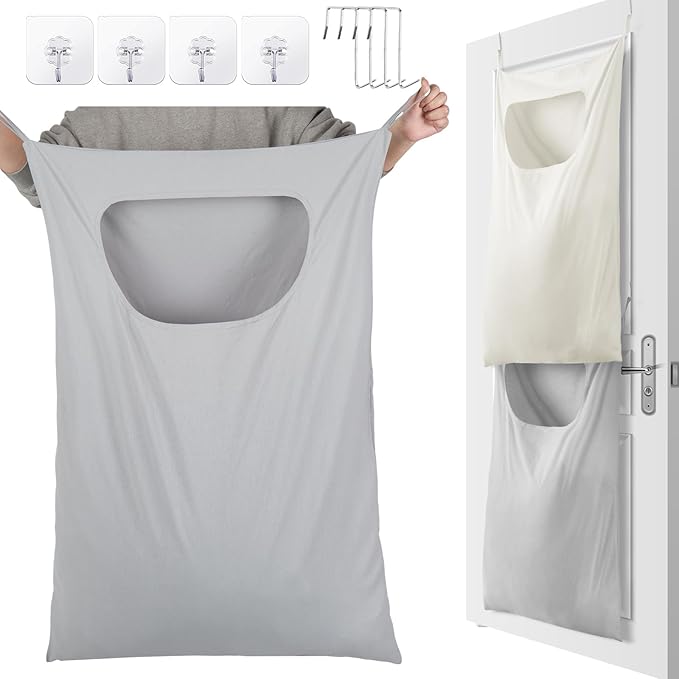 2 Pcs Large Hanging Laundry Hamper Bag 28 x 35 in Over The Door Hamper Space