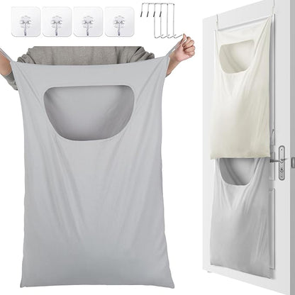 2 Pcs Large Hanging Laundry Hamper Bag 28 x 35 in Over The Door Hamper Space