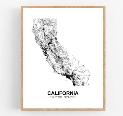 Eleville 11X14 Unframed California United States Country View Abstract Road Modern Map Art Print Poster Wall Office Home Decor Minimalist Line Art Hometown Housewarming wgn164