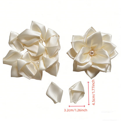Pre-Cut Satin Ribbon Petals, 300 Pcs DIY Flower Making Supplies for Wedding Bouquets, Bridal Shower, Save Time & Boost Efficiency for Crafters, Beige