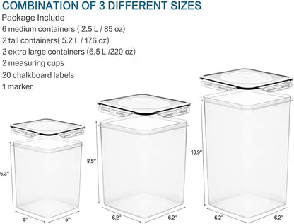 VERONES Large Tall Airtight Food Storage Containers, 10 PACK Plastic Airtight