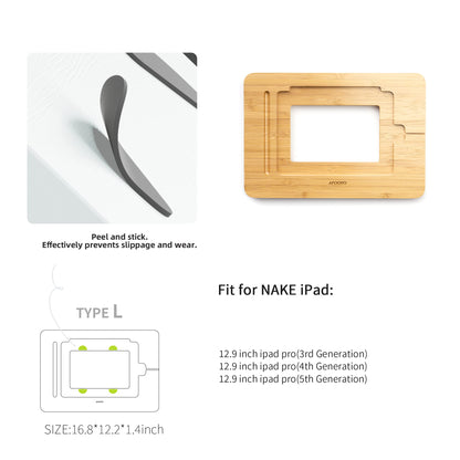 AFOOYO Wooden Tablet Drawing Stand - Portable & Adjustable 5 Angles for Laptop,Laptop Stand Riser,Compatible with 12.9/13 inch iPad Pro(3rd-6th Gen)