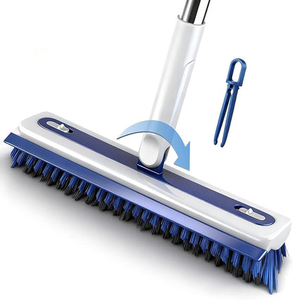 4-in-1 Floor Scrub Brush with Long Handle V-Shaped Crevice Brush Floor Scrubber