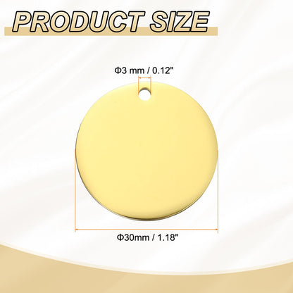 HARFINGTON 20 Pcs Round Blank Stamping Tag 59mm Stainless Steel Circle Polished Blanks Tag Pendants with Hole for Bracelet Crafts Labeling Making, Gold