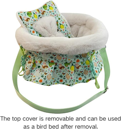 2 in 1 Warm Bird Carrier Bag, Bird Hammock Bed for Cage, Winter Travel Bag, Portable Parrot Outing Bag for Lovebird, Budgie, Conure, Quaker, Small Medium Birds (Yellow,Medium)