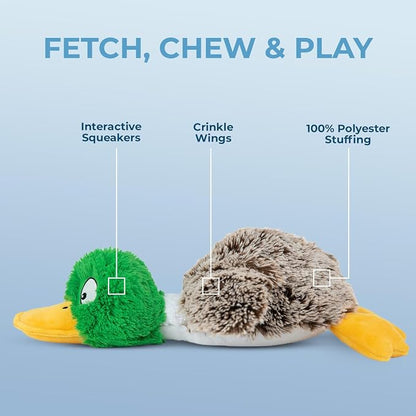 Best Pet Supplies Squeaky Dog Toys with Soft Durable Fabric for Small, Medium and Large Pets Interactive Toy for Indoor Play, Supports Active Biting and Play - Duck Duck Octomutant, Large