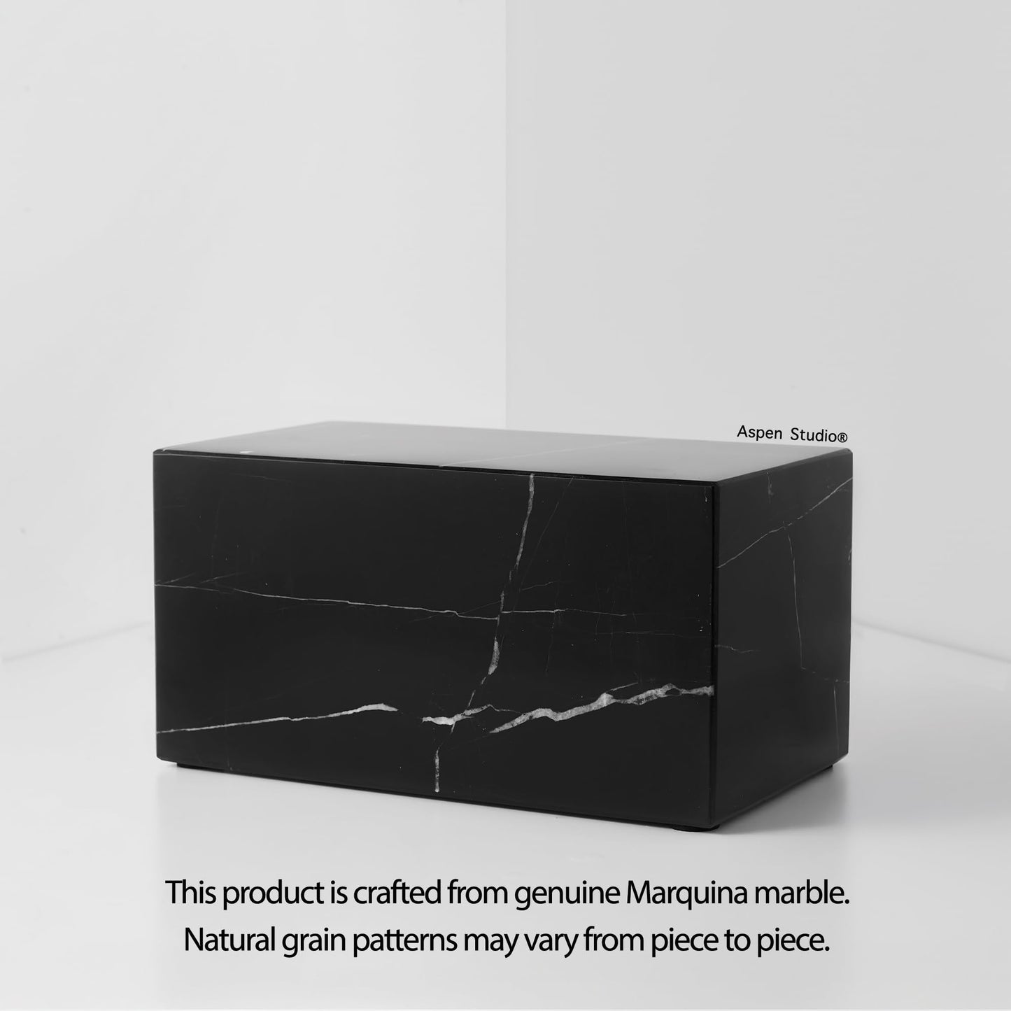 Aspen Studio AspenStudio Genuine Black Marquina Marble Cremation Urn for Adult Human Ashes Black Maquina Marble Urn